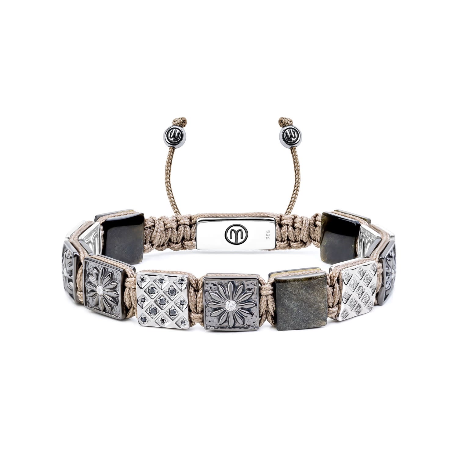 Flat-Bead Bracelet With Golden Obsidian In Silver