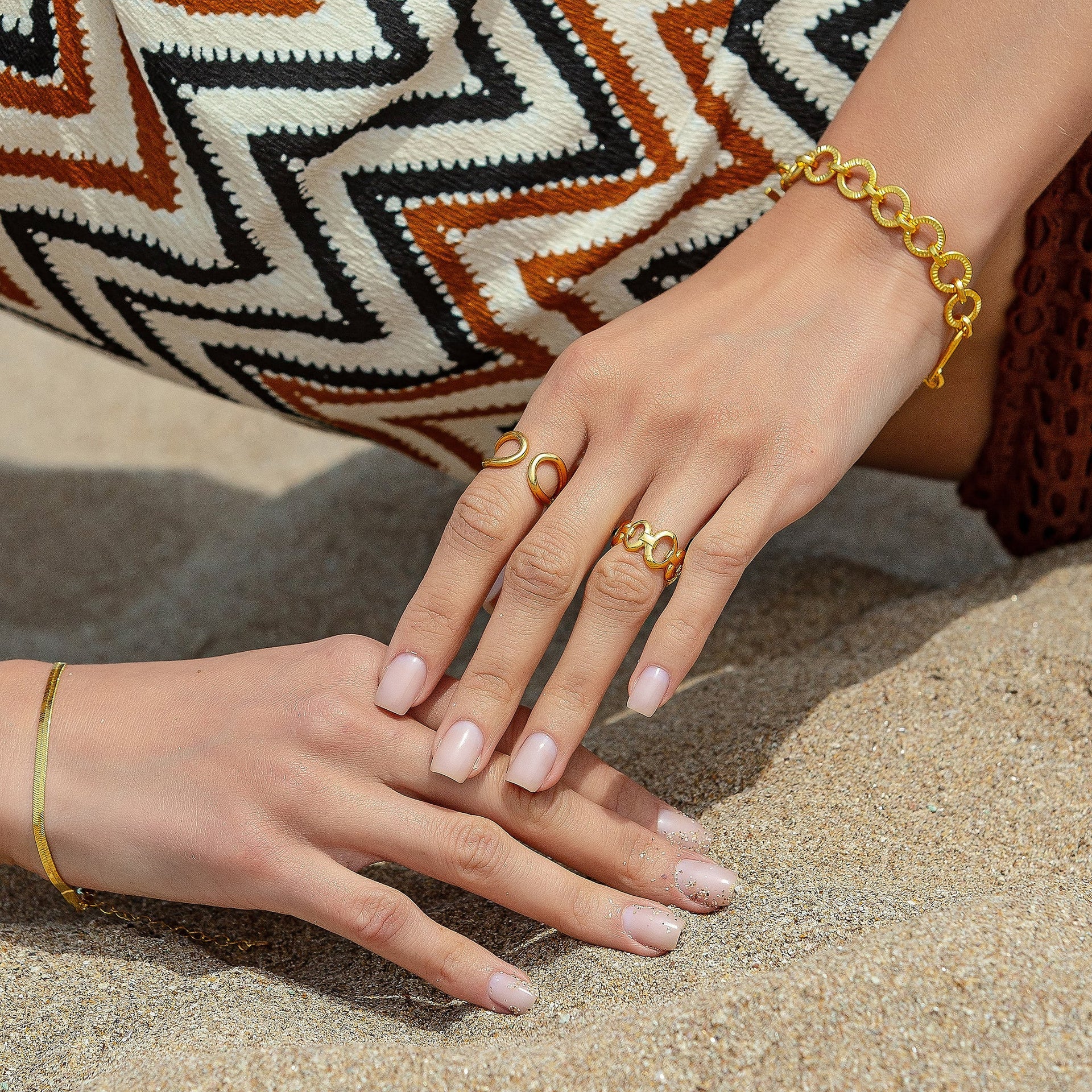 Chain Link Embrace Gold Plated Ring