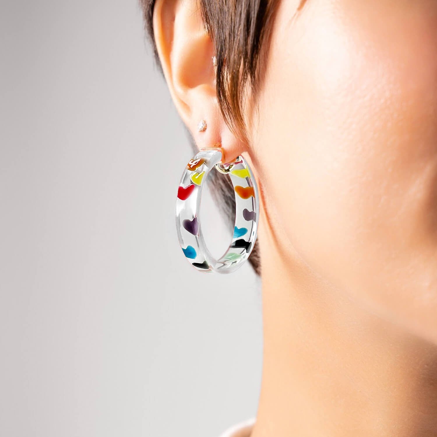 Flat Hoops With Rainbow Hearts