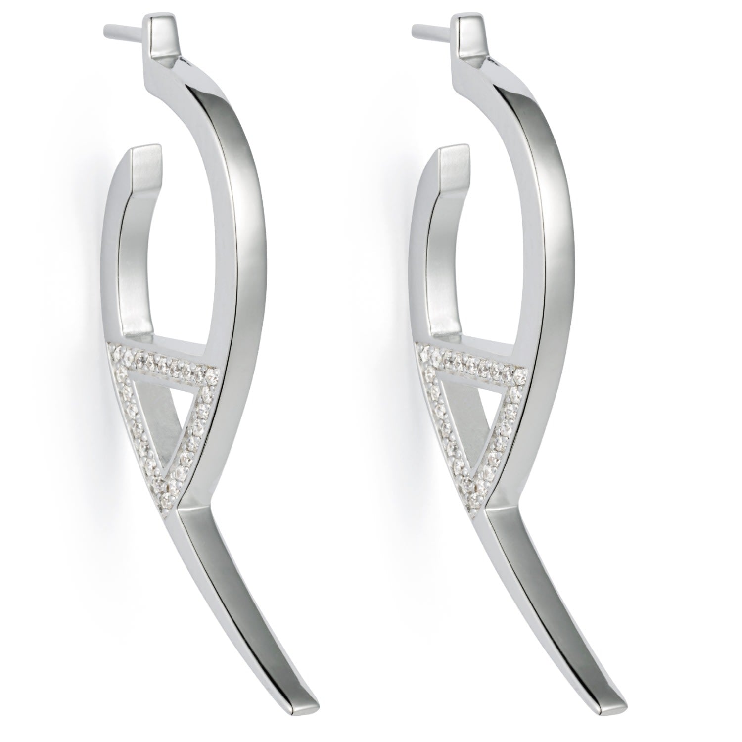 Flick Earrings - Sterling Silver & Cubic Zirconia