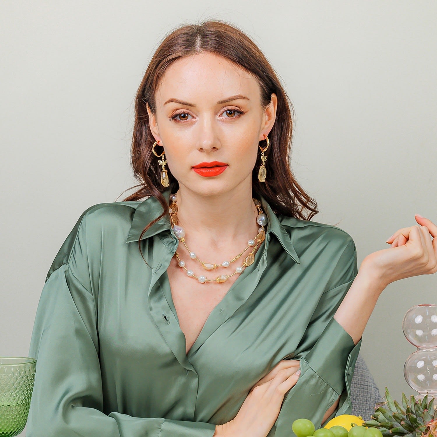 Citrine With Bee Charm Hook Earrings