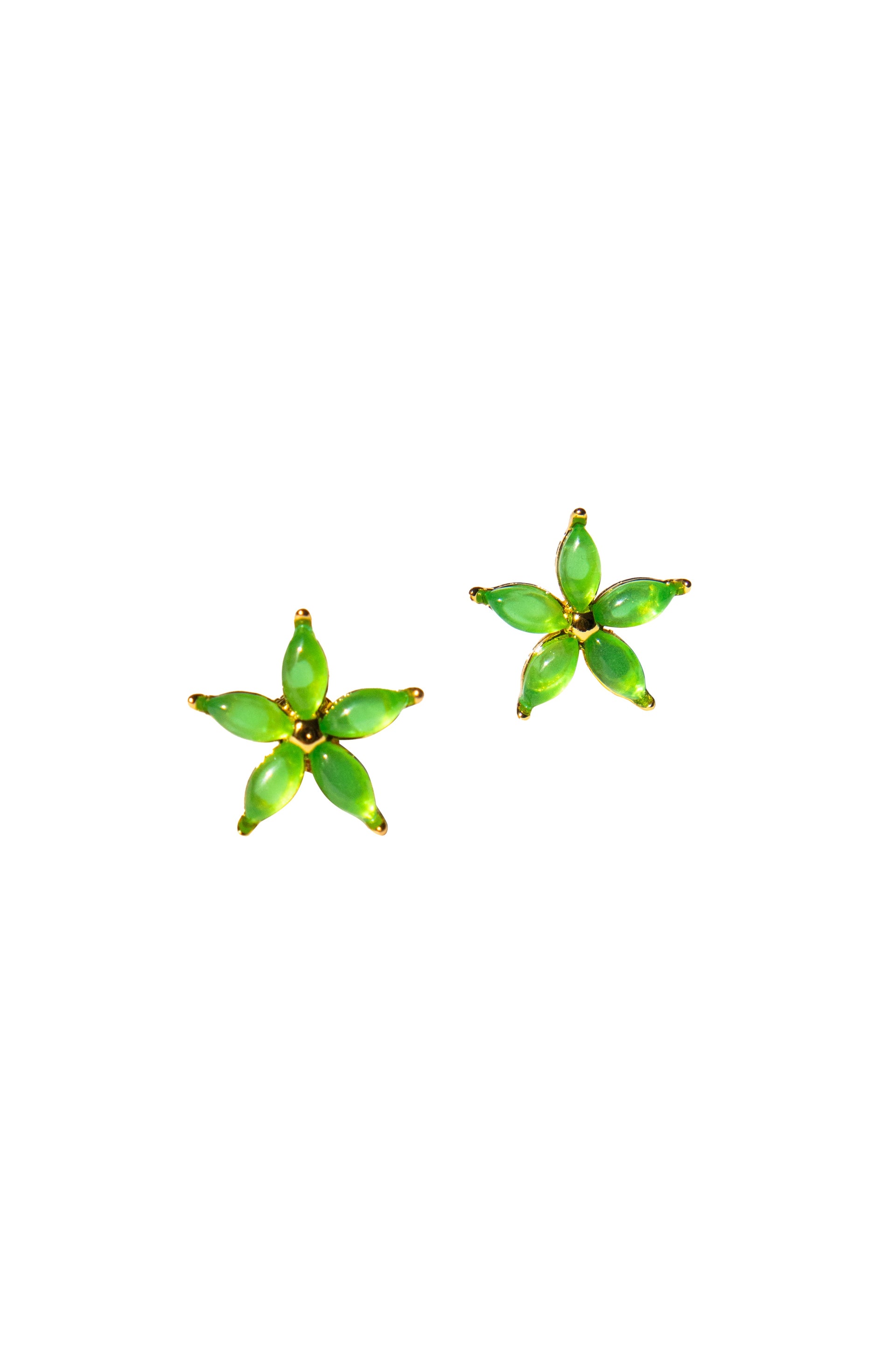 Flora Green Jade Stud Earrings