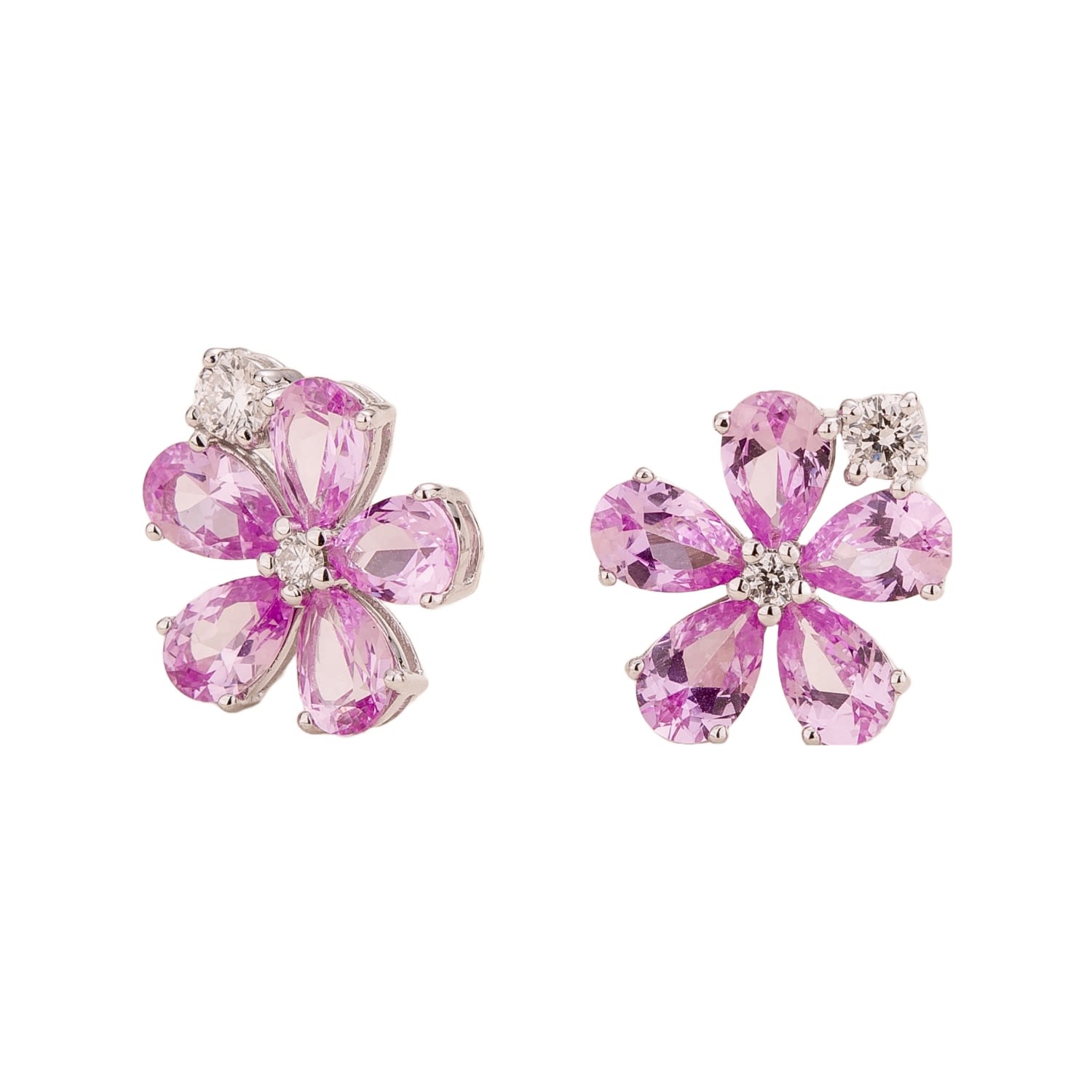 Florea White Gold Earrings Diamonds & Pink Sapphires