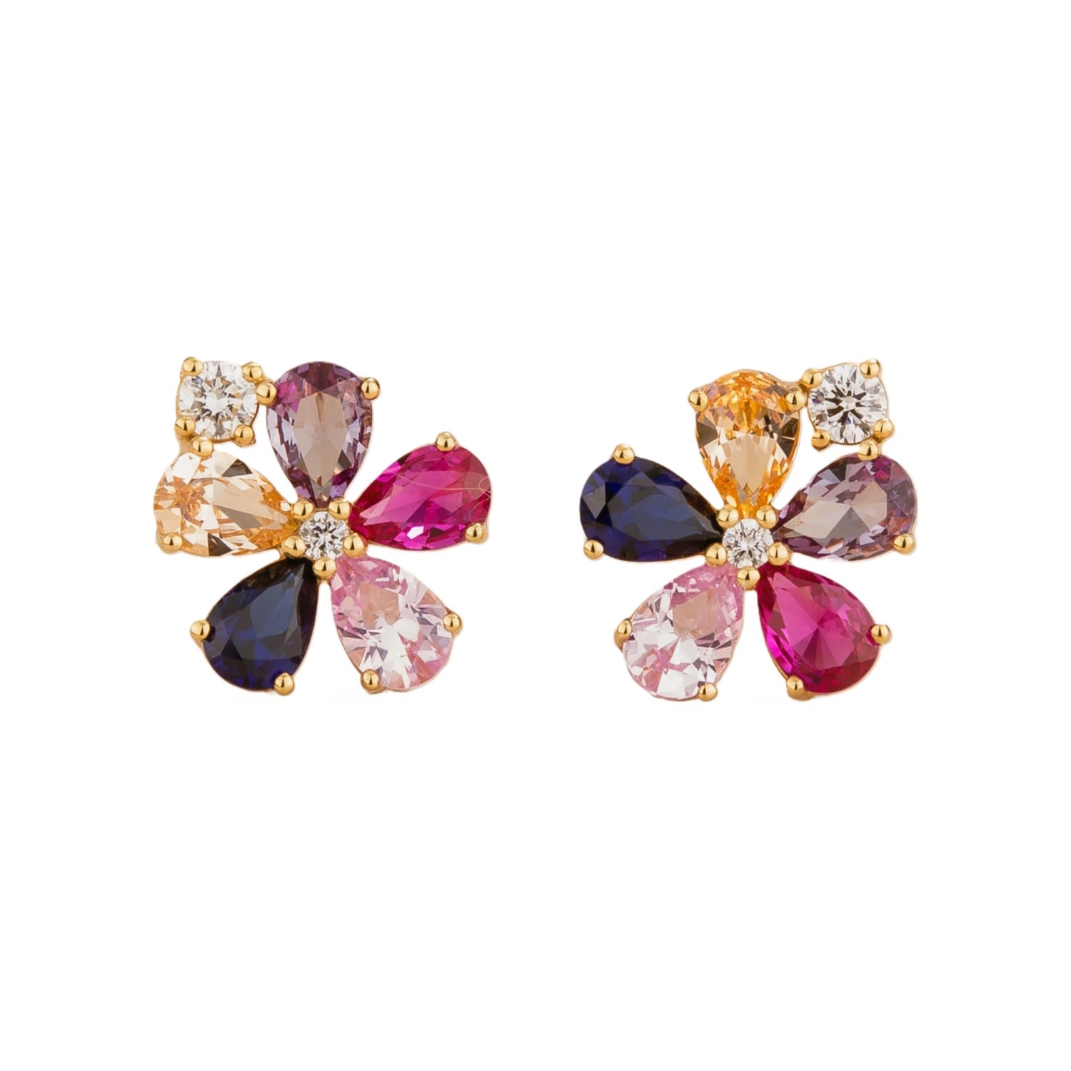 Florea Gold Earrings Diamonds & Sapphire