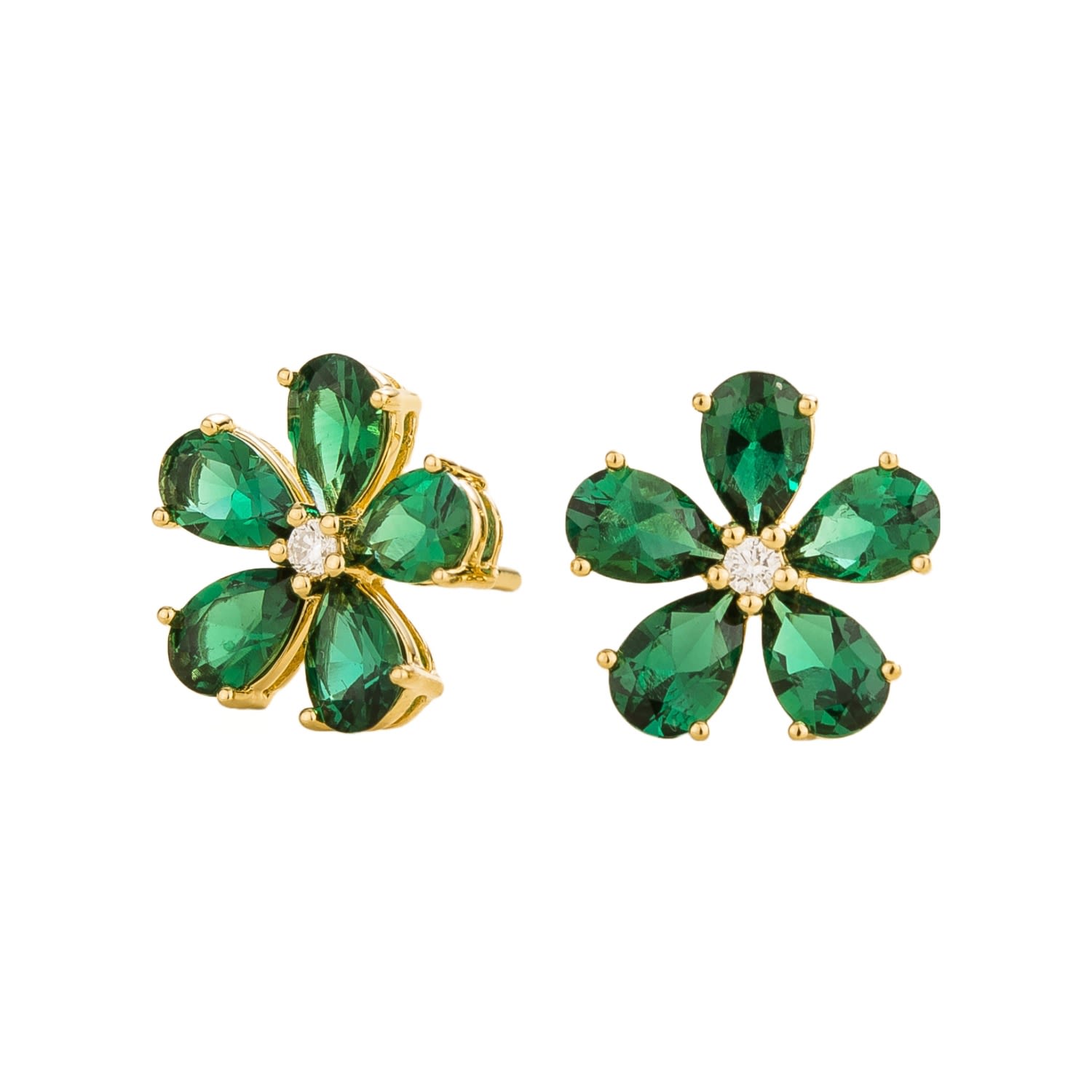 Florea Earrings In Emerald & Diamonds