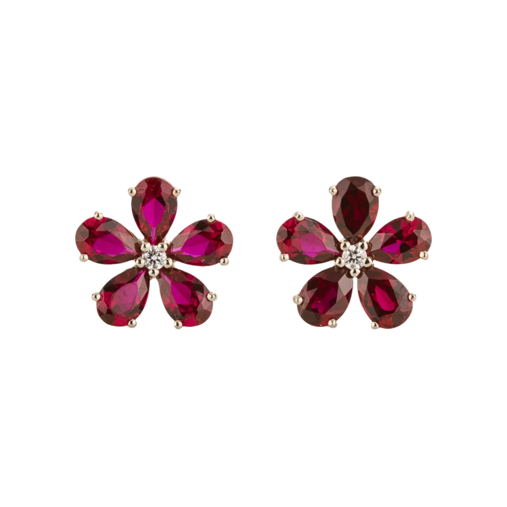 Florea White Gold Earrings Ruby & Diamond