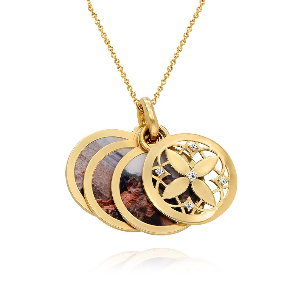 Floret Photo Pendant Necklace in 18K Gold Plating - photo inside necklace