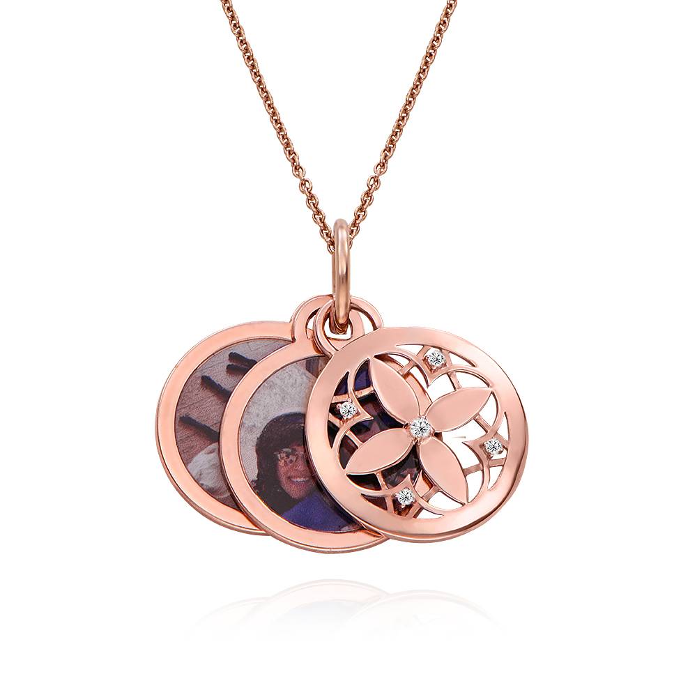 Floret Photo Pendant Necklace in 18K Rose Gold Plating - photo into necklace