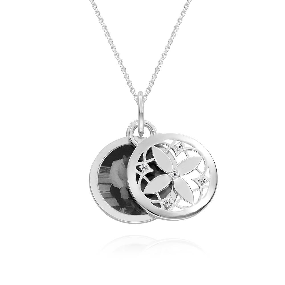 Floret Photo Pendant Necklace in Sterling Silver - Image Necklace