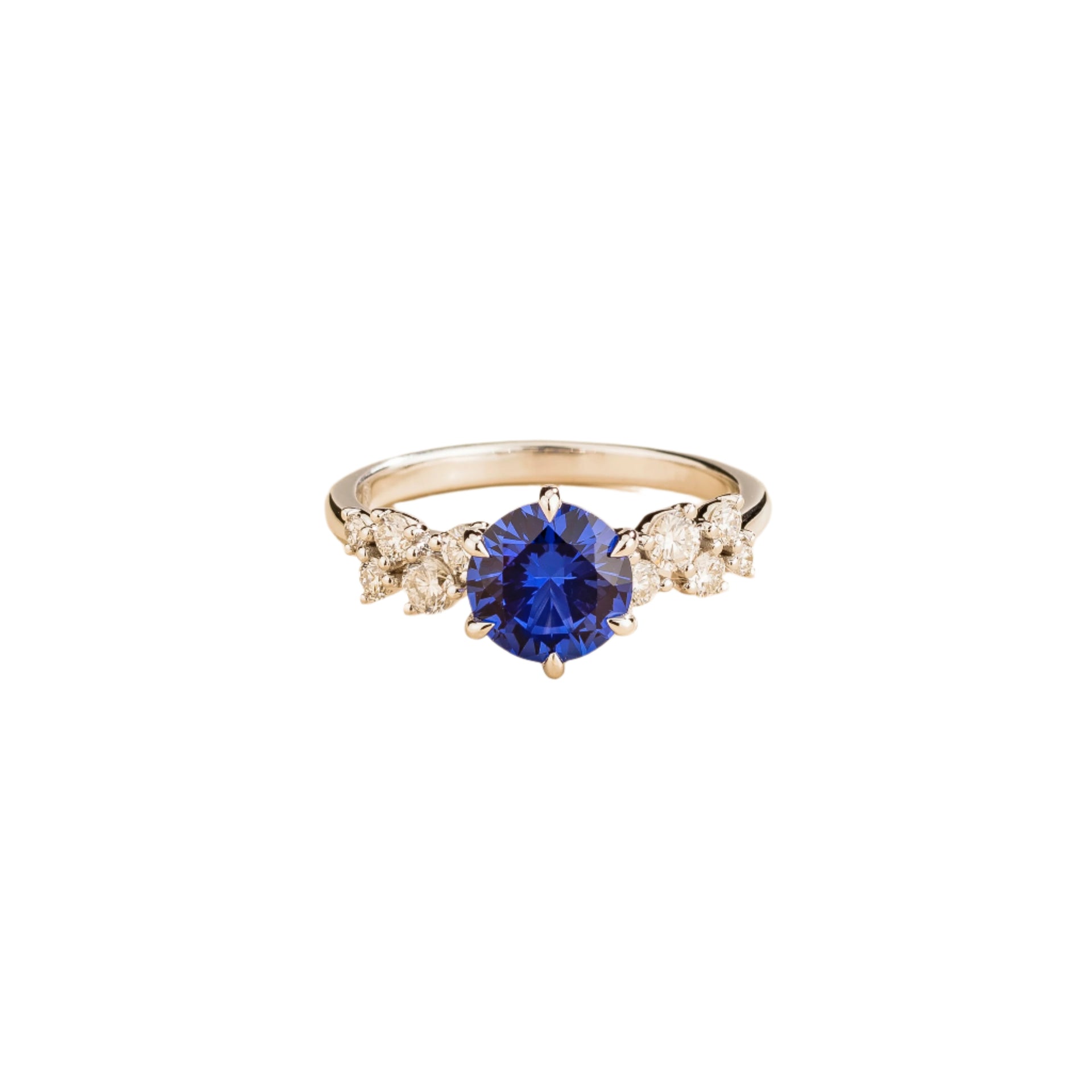 Floret White Gold Ring In Blue Sapphire & Diamonds