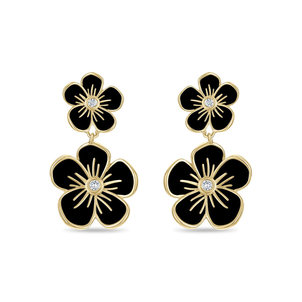 Double Florette Earrings in Black