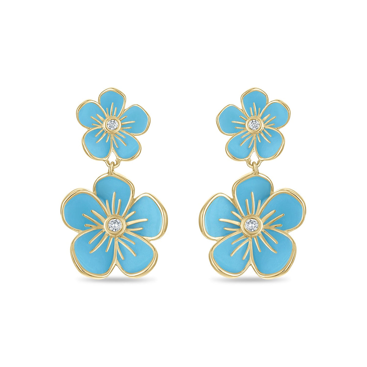 Double Florette Earrings in Forget-Me-Not Blue