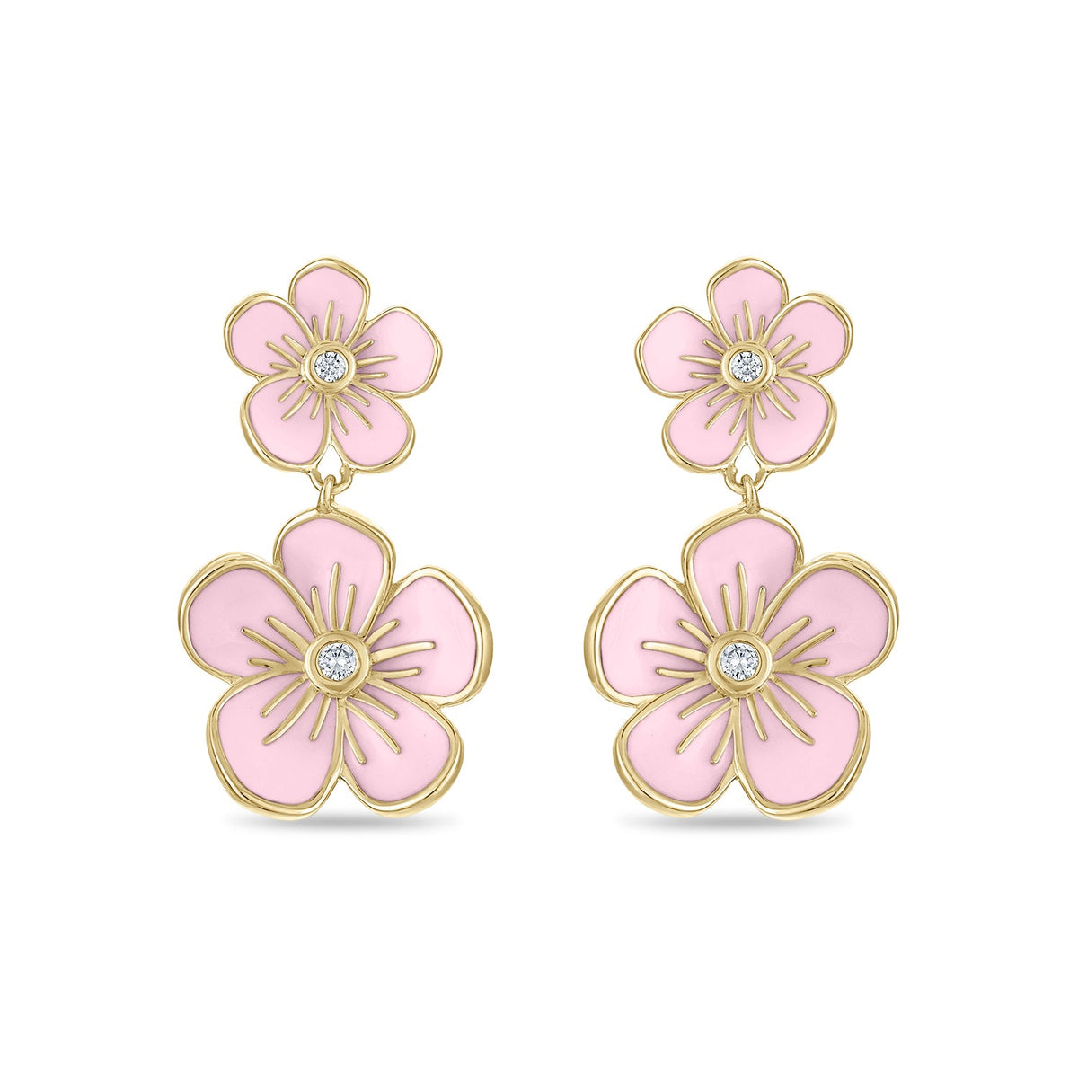Double Florette Earrings in Baby Pink
