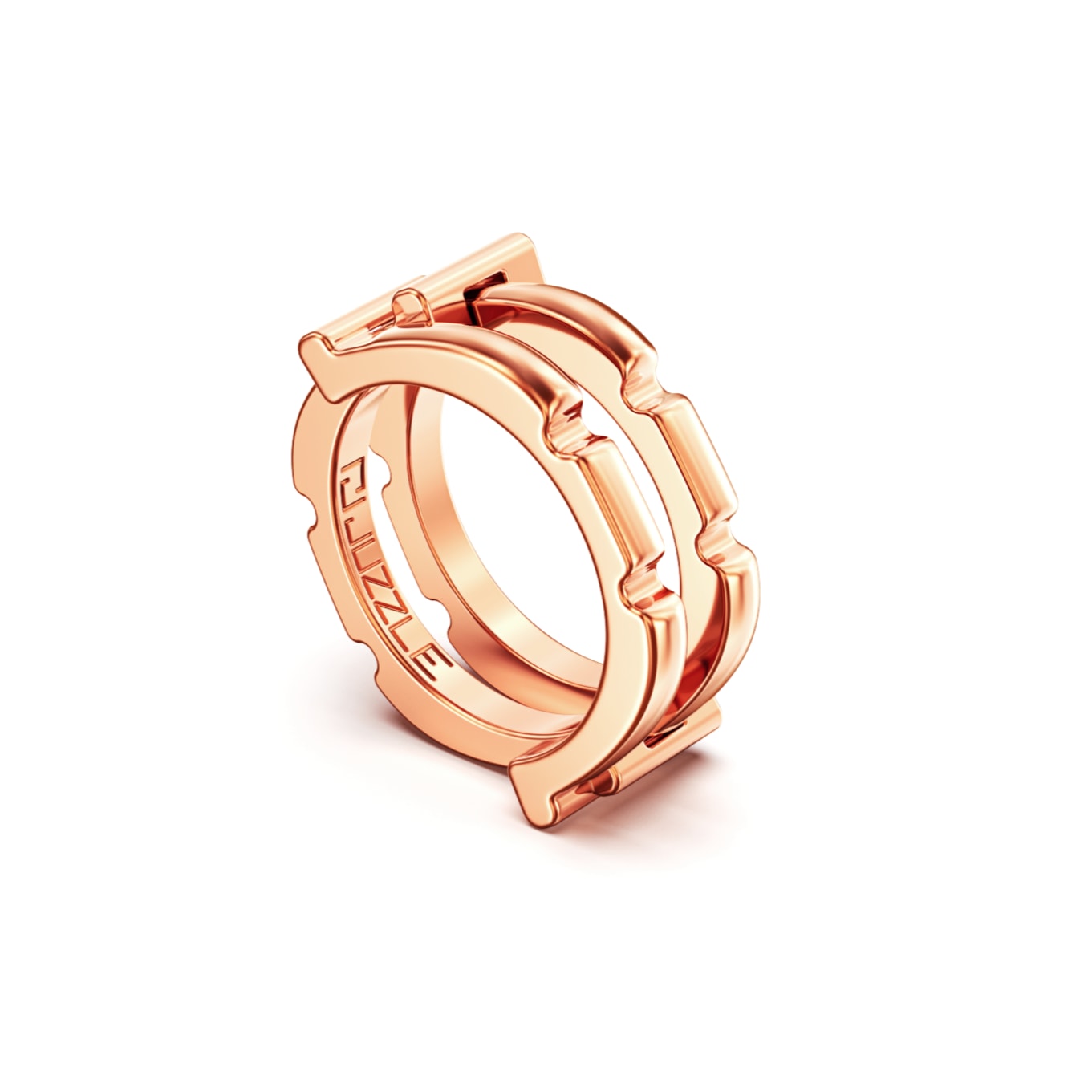 Flow Puzzle Ring Rose Golg Plated Silver