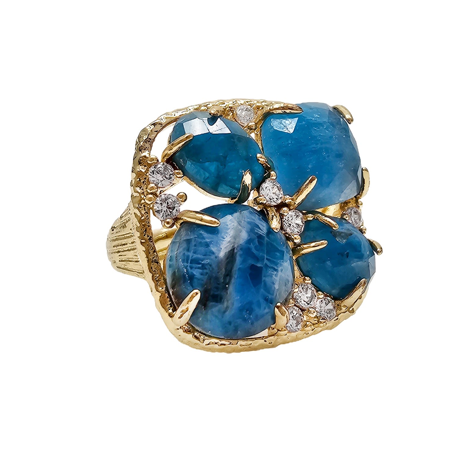 Flower Apatite Stone Statement Adjustable Ring