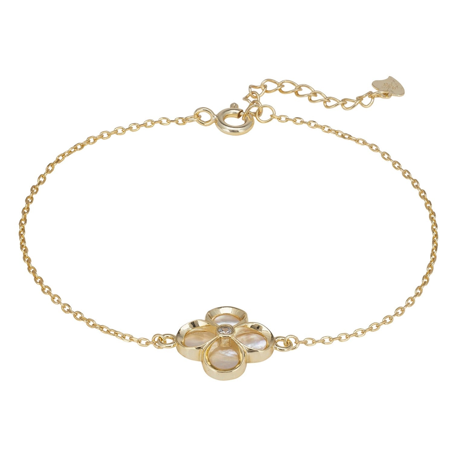 Flower Clover Bracelet Mother Of Pearl Gold