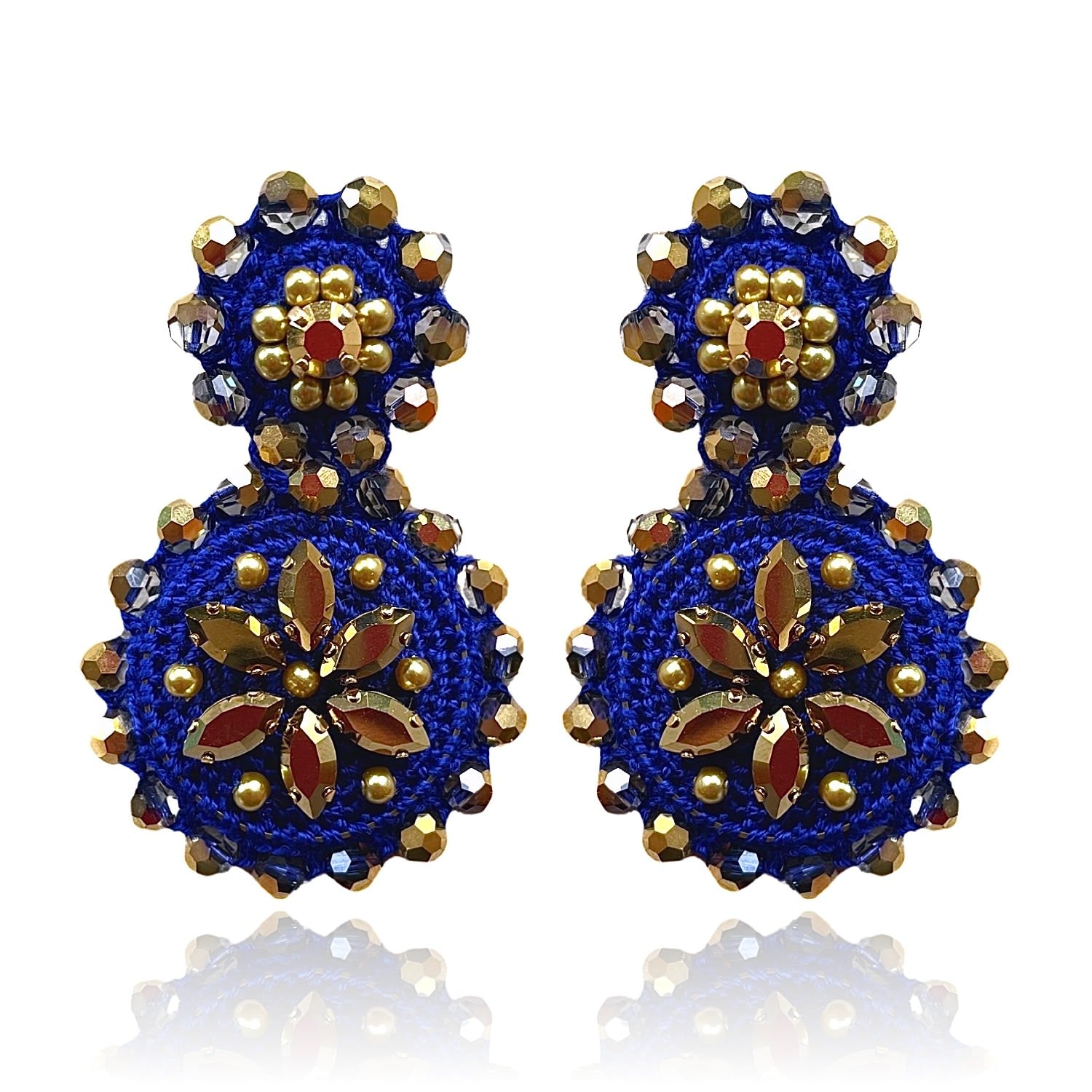 Flower Drops Sapphire Gold