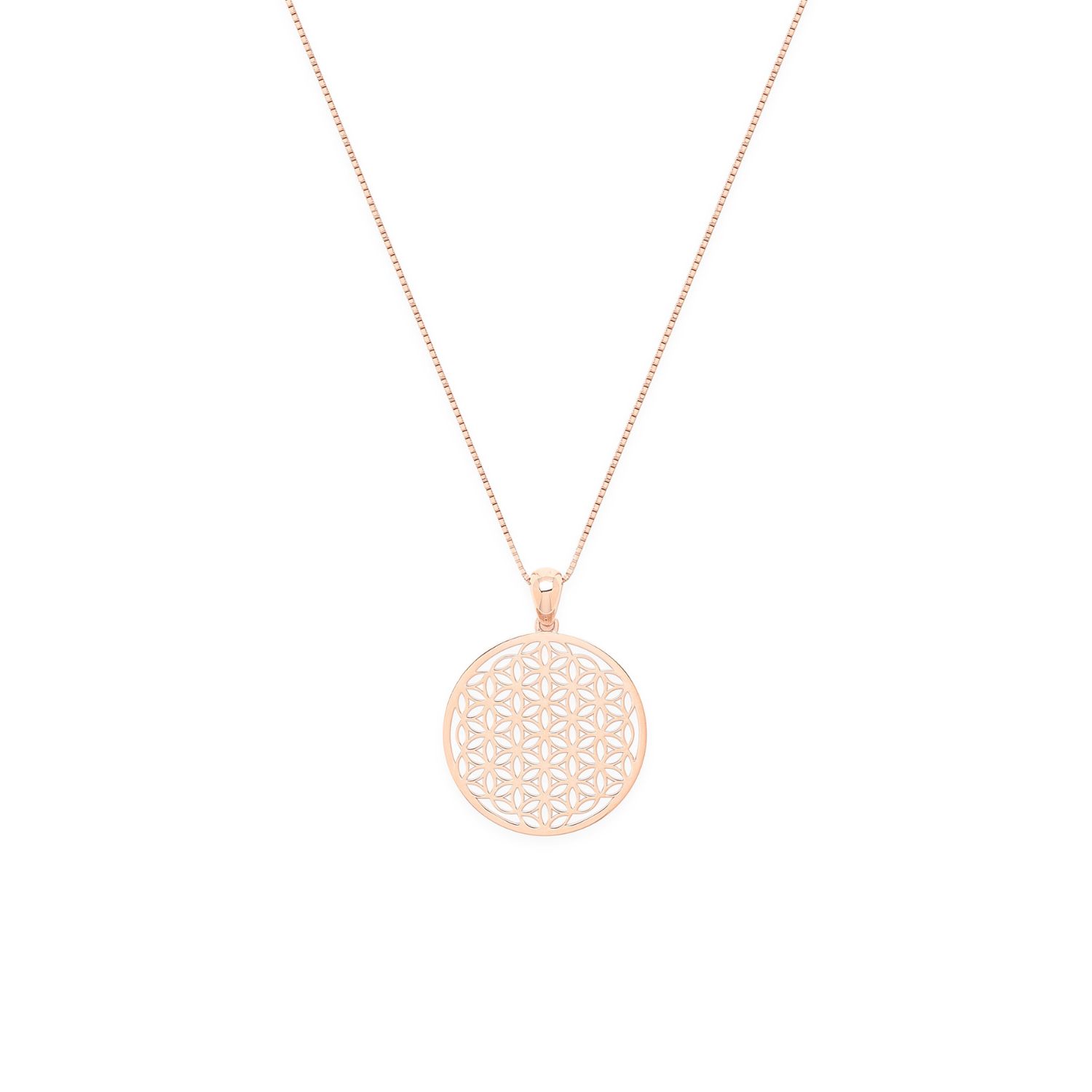 Flower Of Life Spiritual Expansion Necklace, Rose Gold Over Sterling Silver