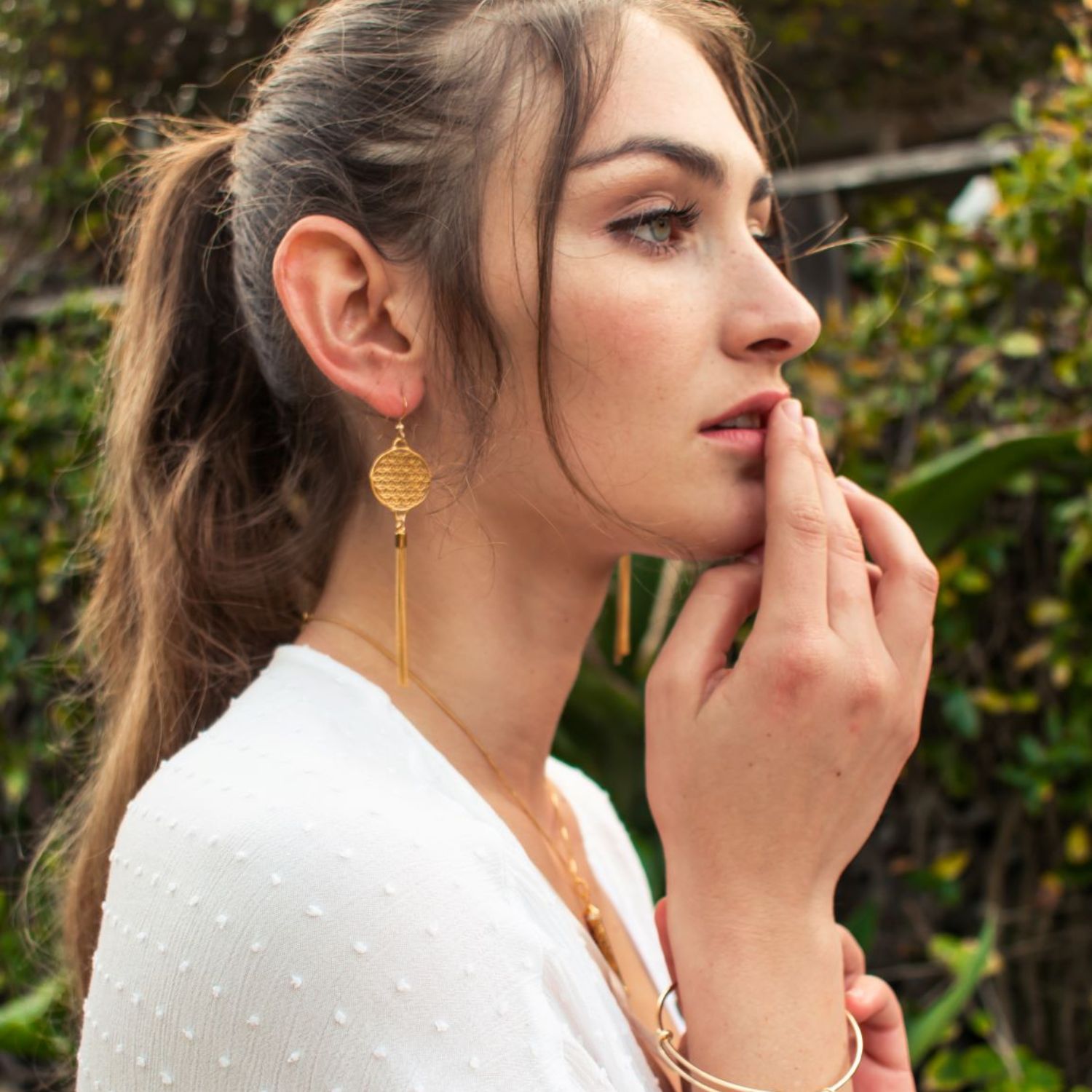 Flower Of Life Tassel Earrings, Gold Over Sterling Silver