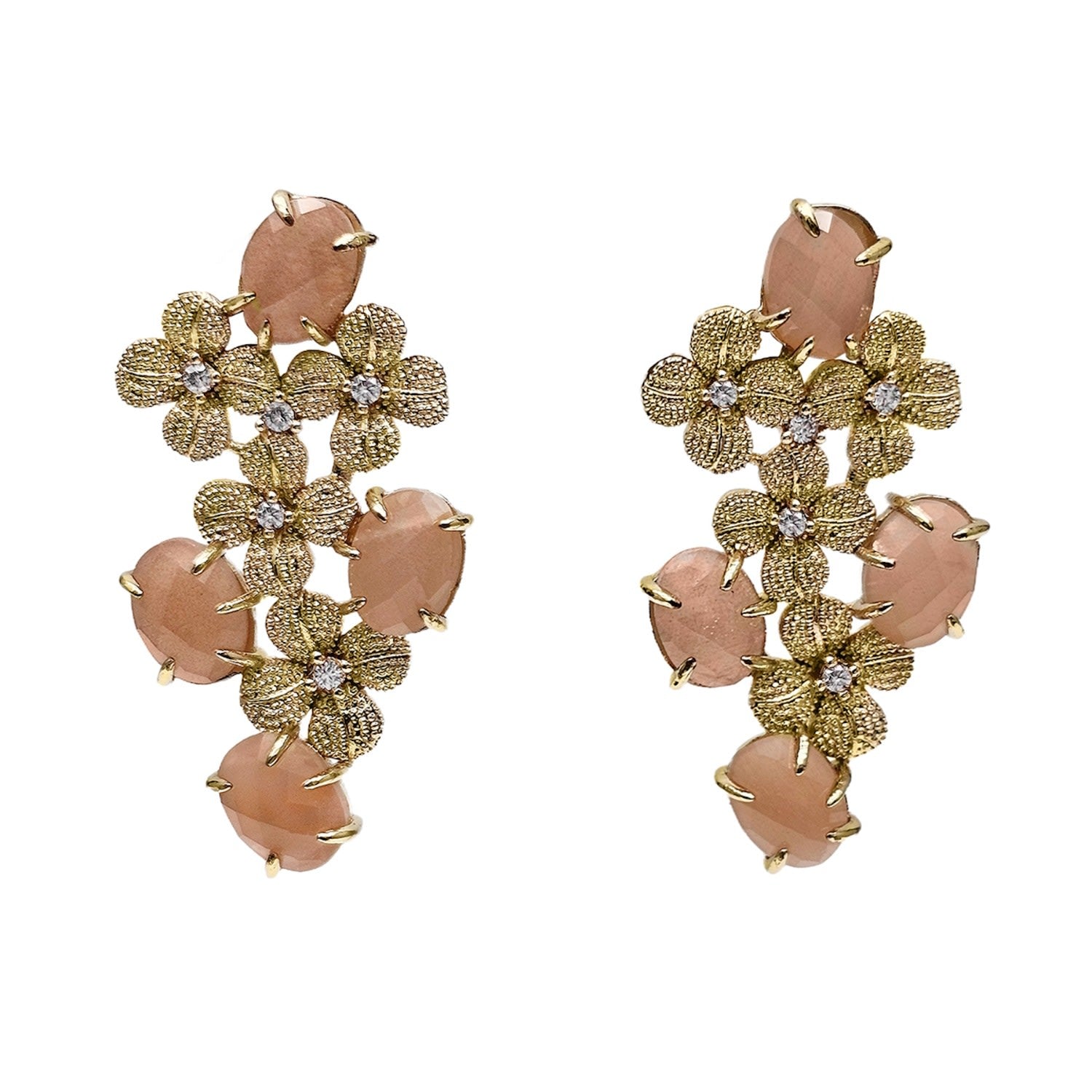 Flower Orange Agate Statement Earrings