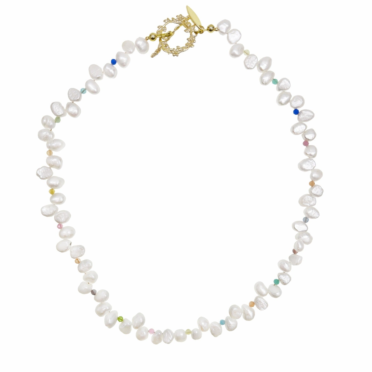 Flower Petal Shaped Freshwater Pearls Necklace