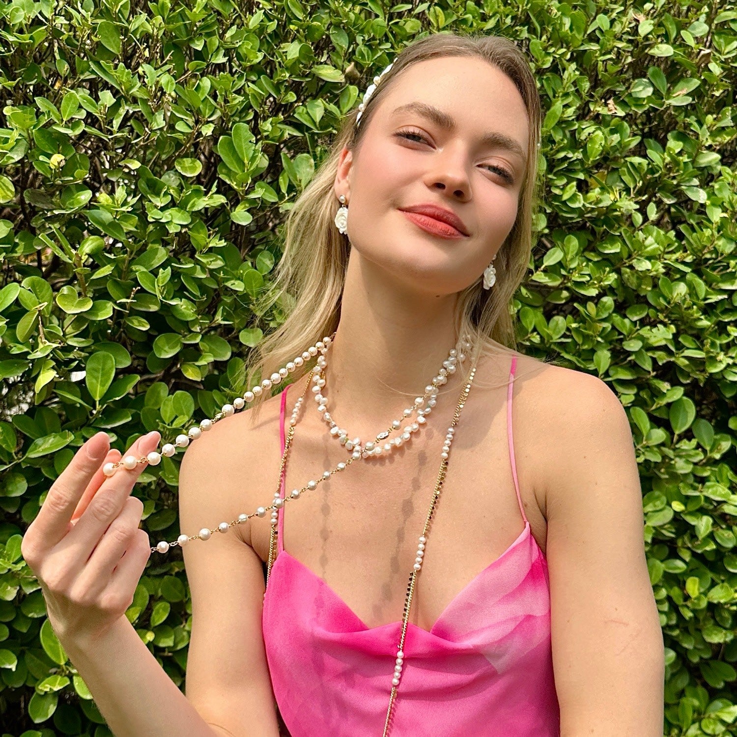 Flower Petal Shaped Freshwater Pearls Necklace