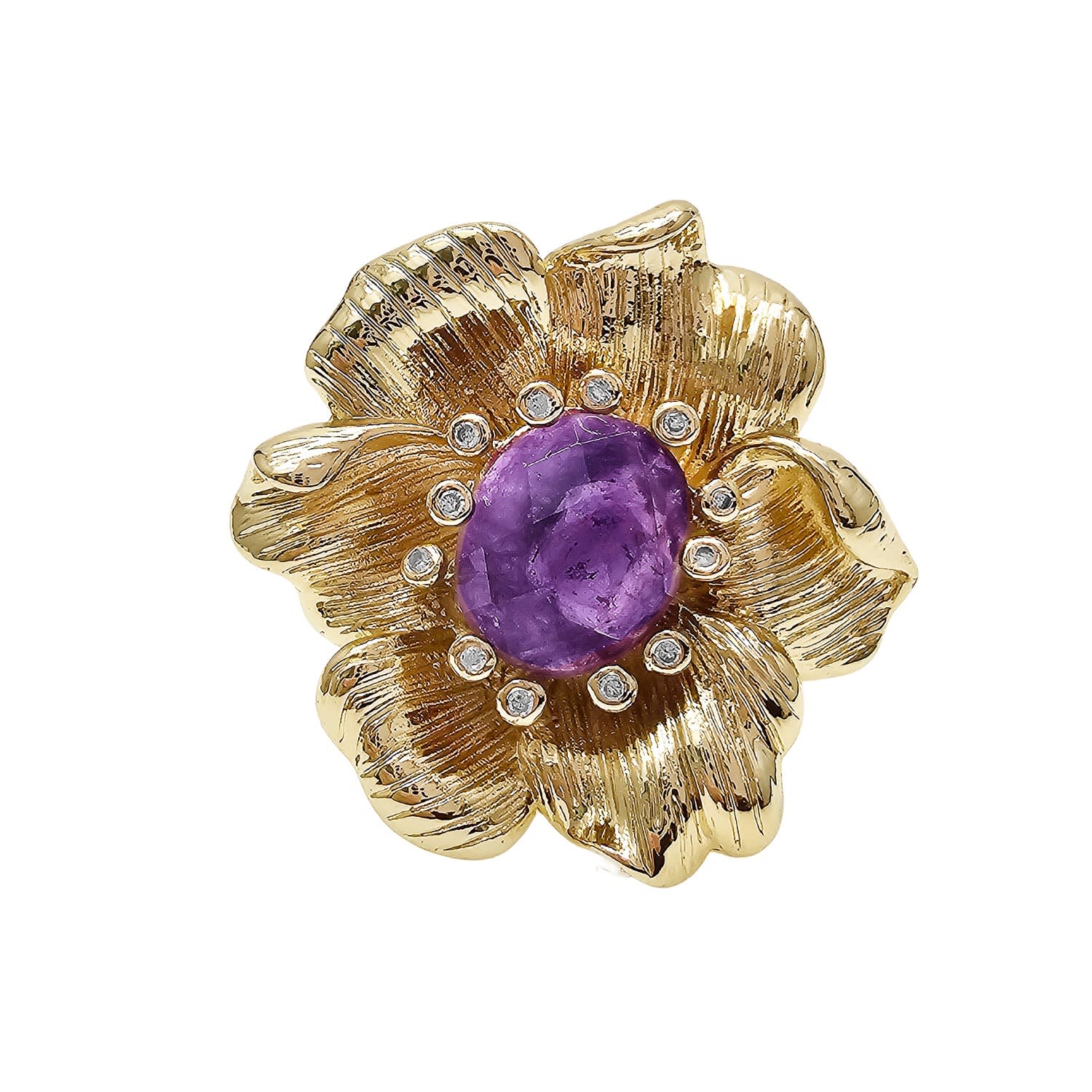 Flower Setting With Amethyst Stone Ring