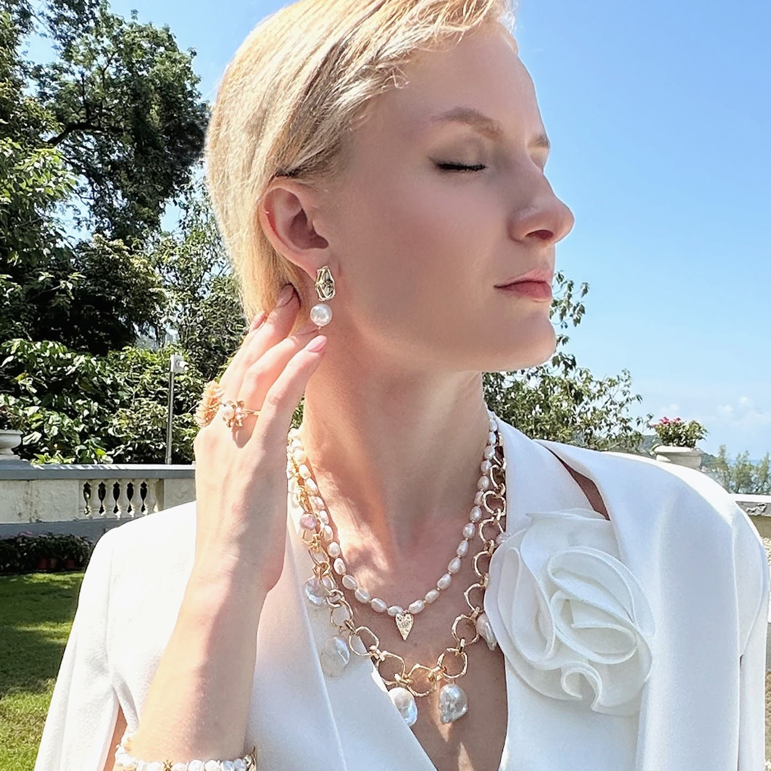 Flower Setting With Freshwater Pearls Ring