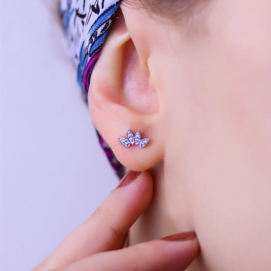 Flower Stud Sterling Silver Earring - Silver