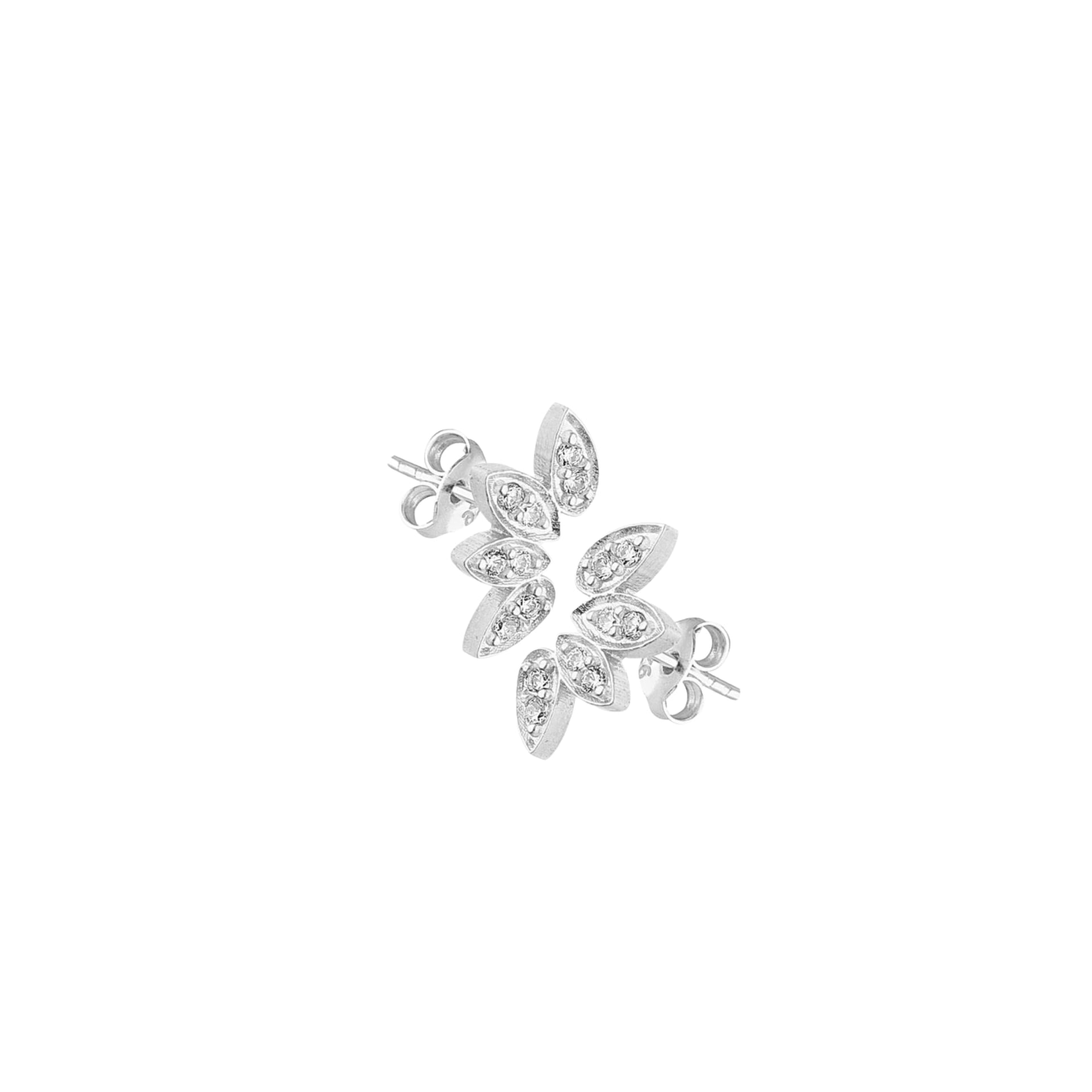 Flower Stud Sterling Silver Earring - Silver