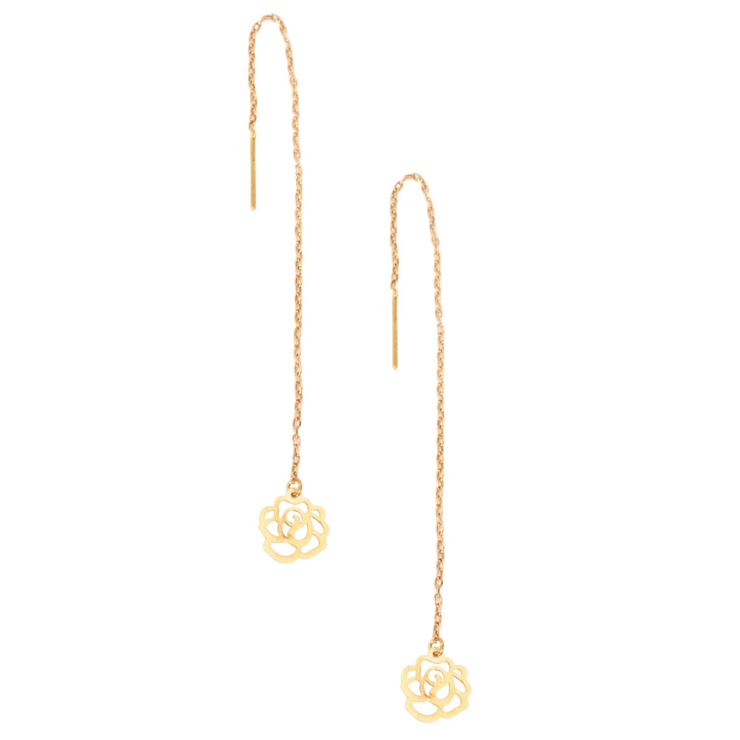 Flower Threader Gold Earring