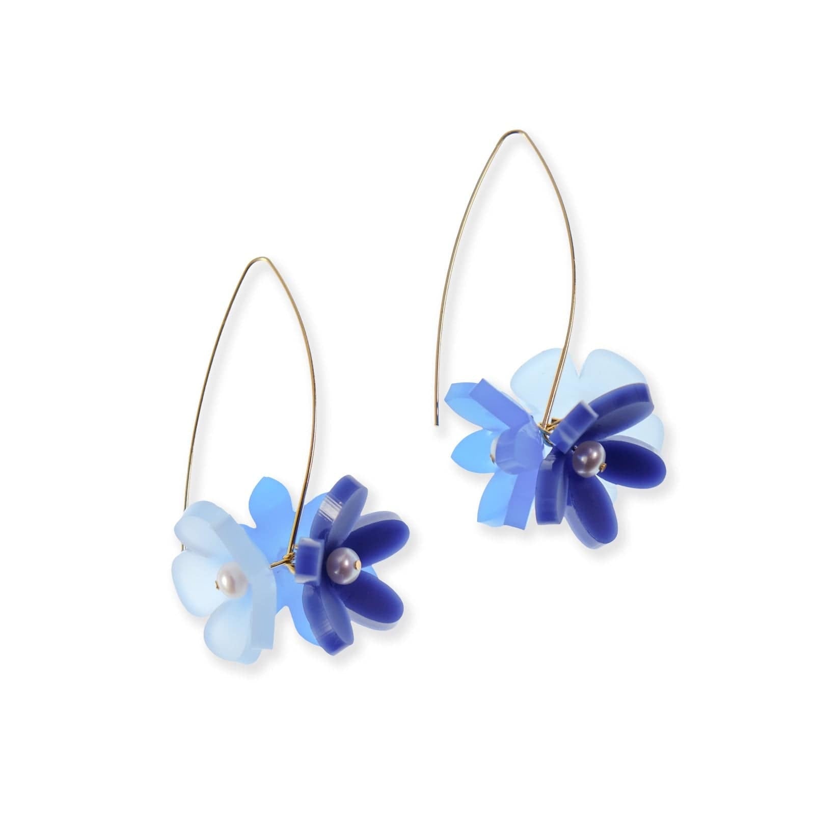 Flowerball Dangly Earrings In Blue