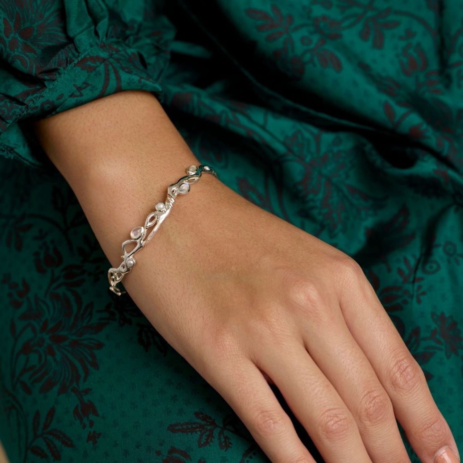 Flowing Moonstone & Pearl Bracelet