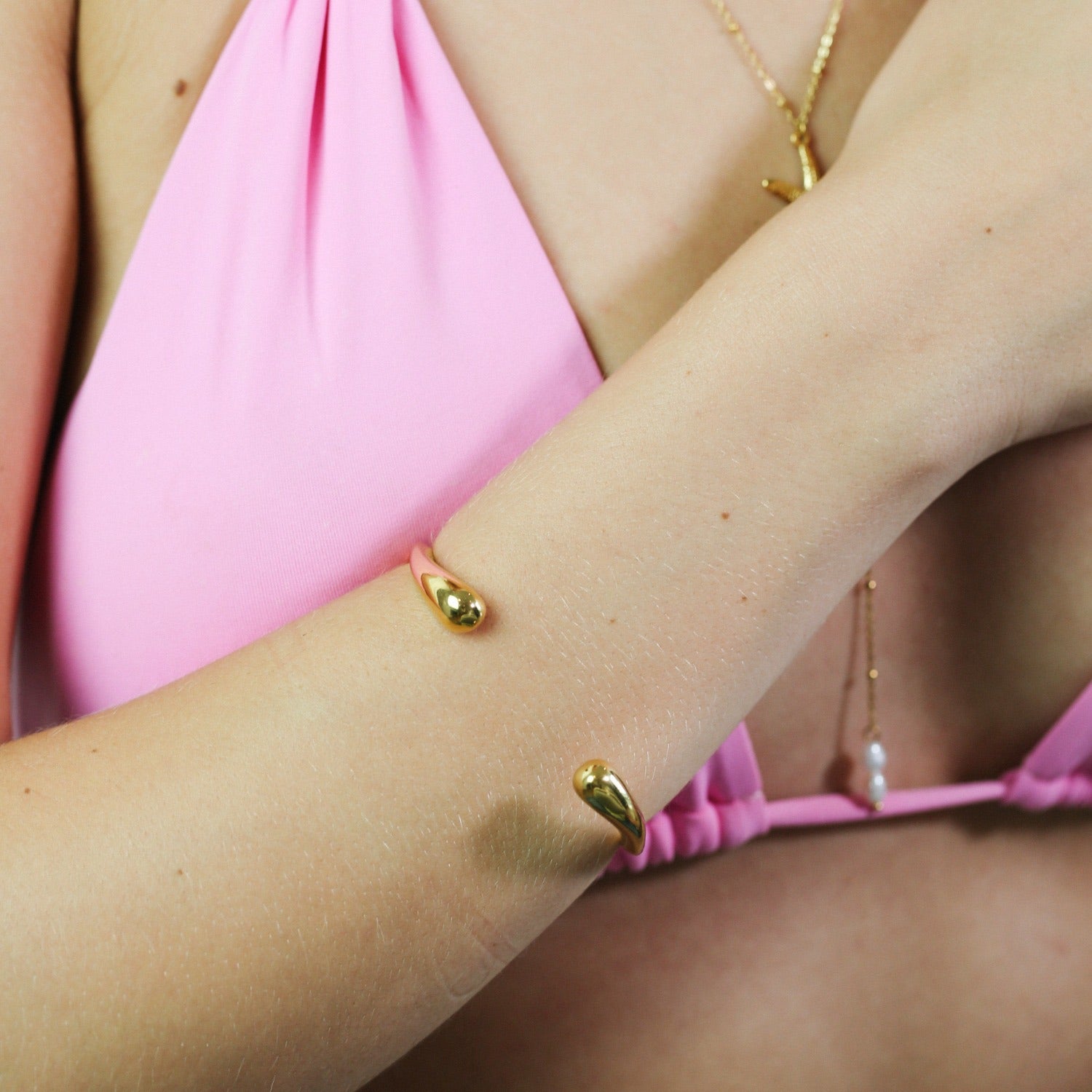 Fluid Curve Cuff Bangle Bracelet