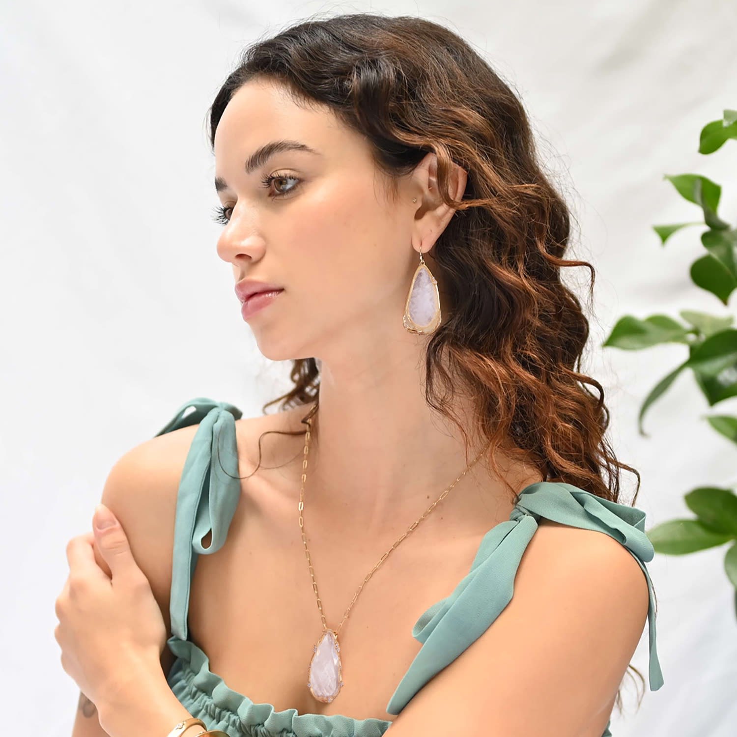 Organic Clear Quartz Teardrop Necklace