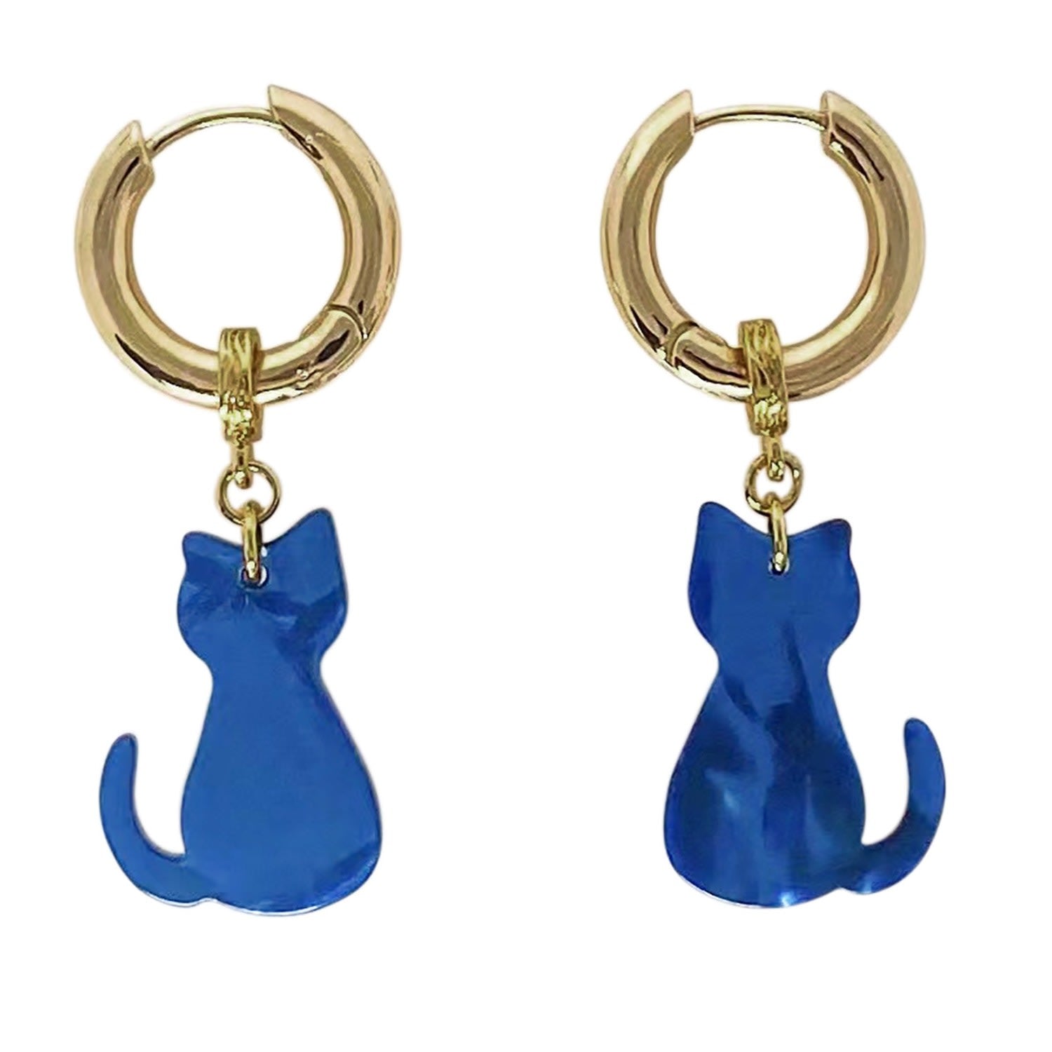 Colour Blocked Cats Hoops Earrings