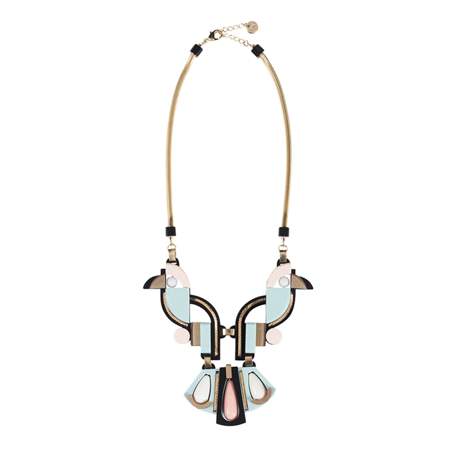Handmade Acrylic Necklace Birds Pale Green