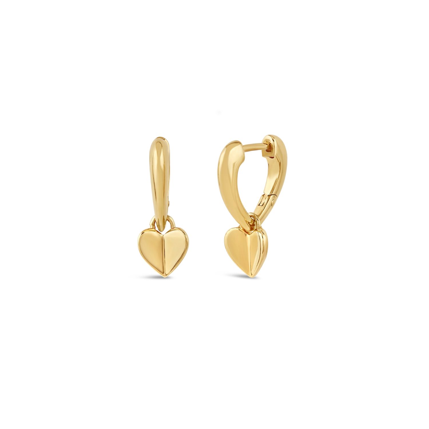 Folded Heart Drop Hoops