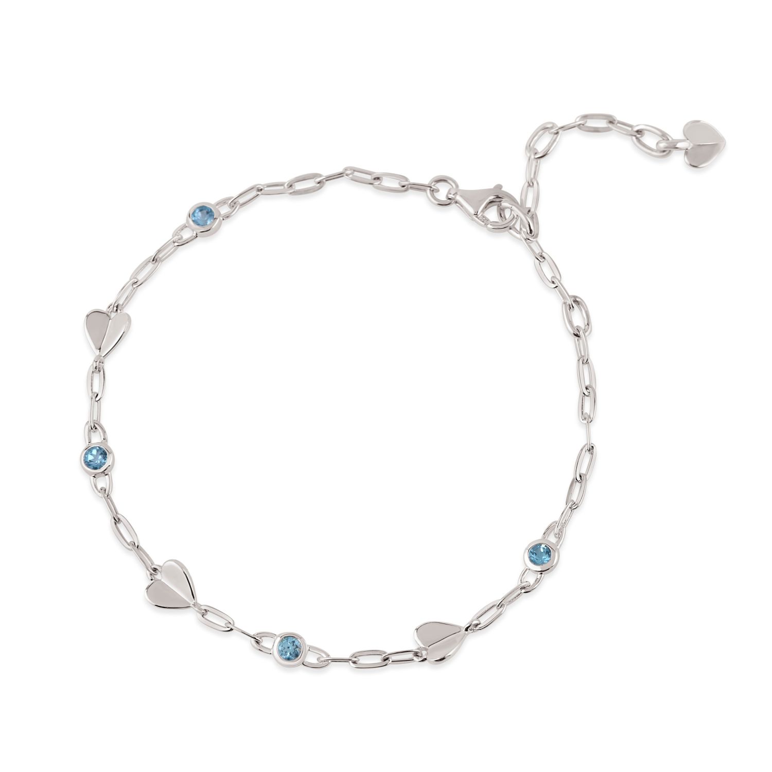 Folded Heart & Gemstone Bracelet