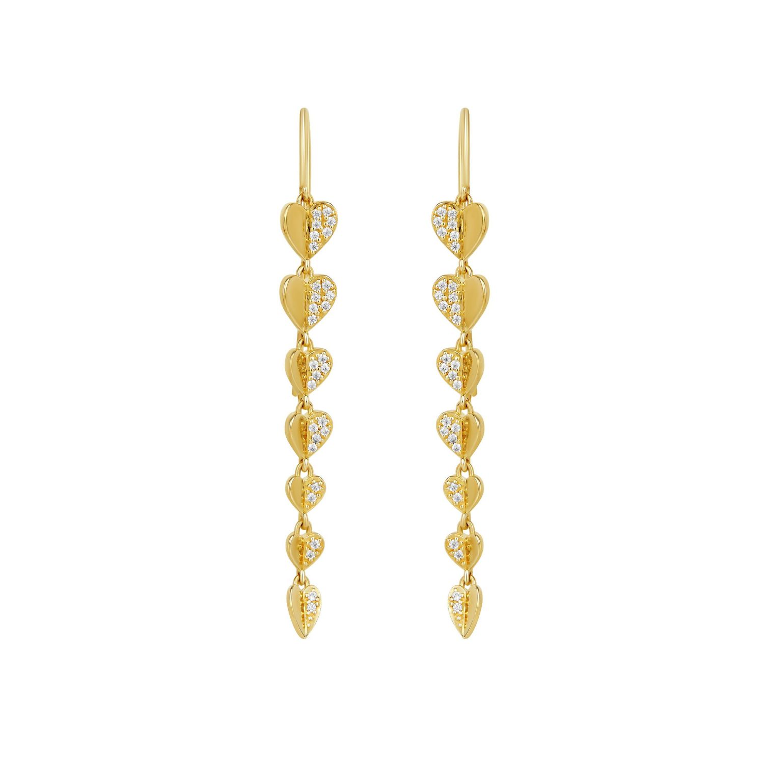 Folded Heart Lab-Created Diamond Column Drops