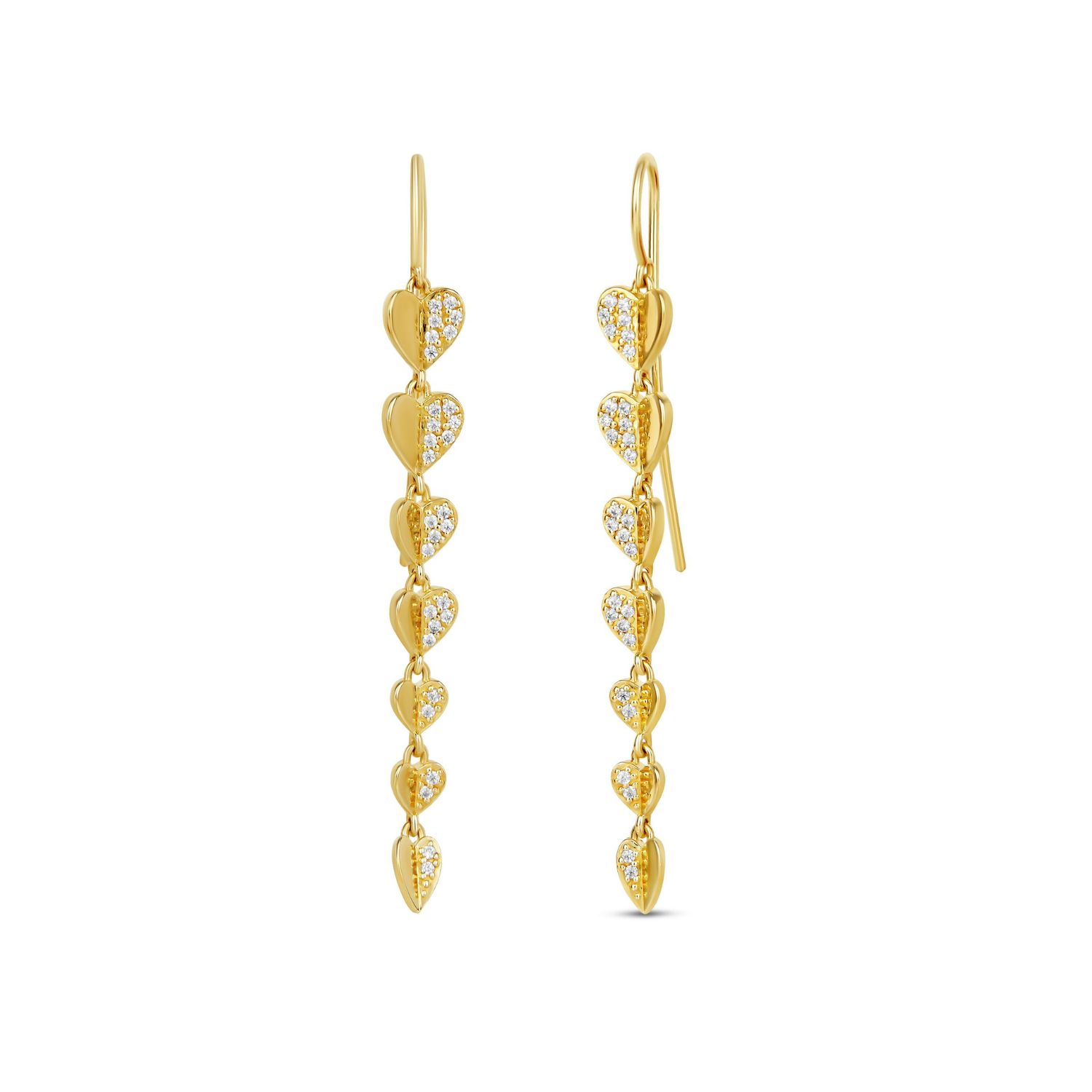 Folded Heart Lab-Created Diamond Column Drops