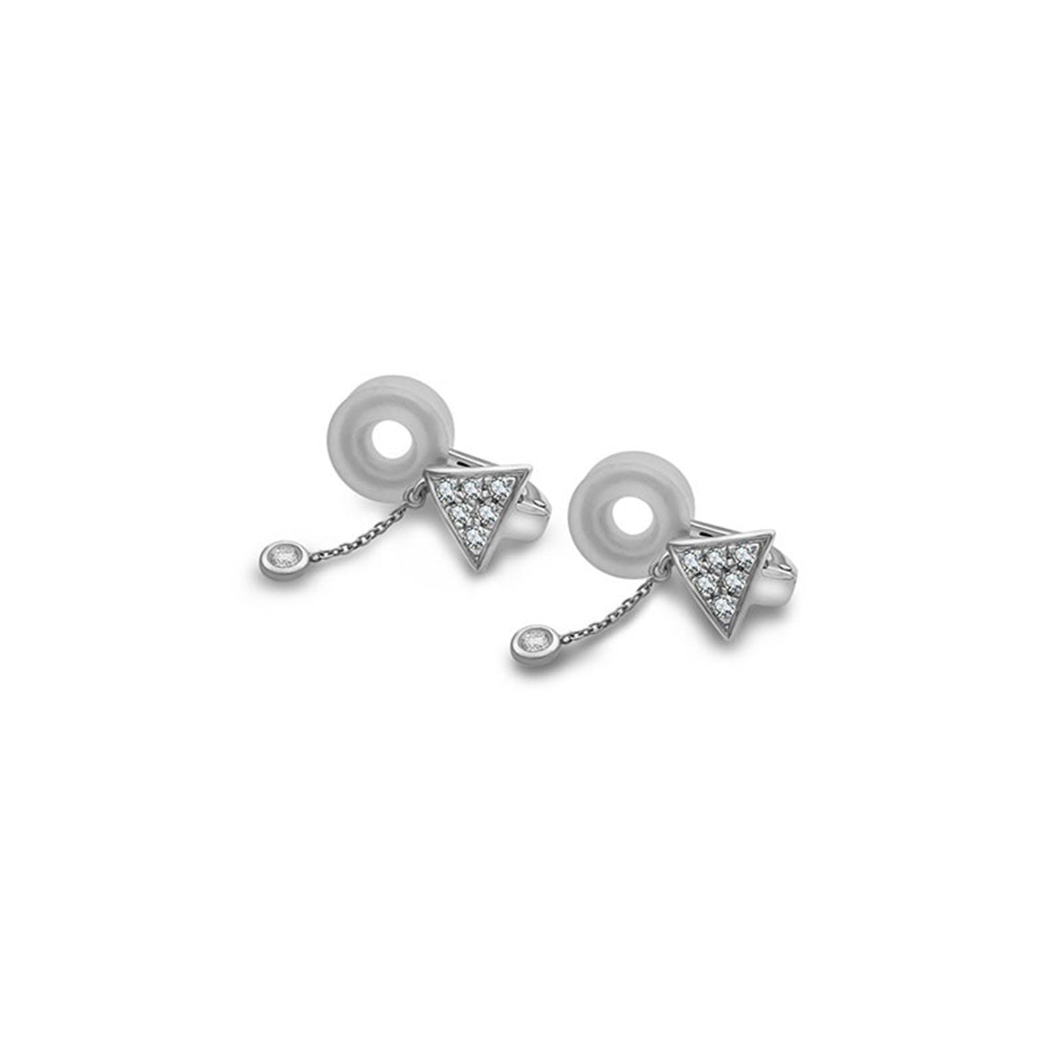 18K White Gold Triangle Dangling Diamond Ear Cuff