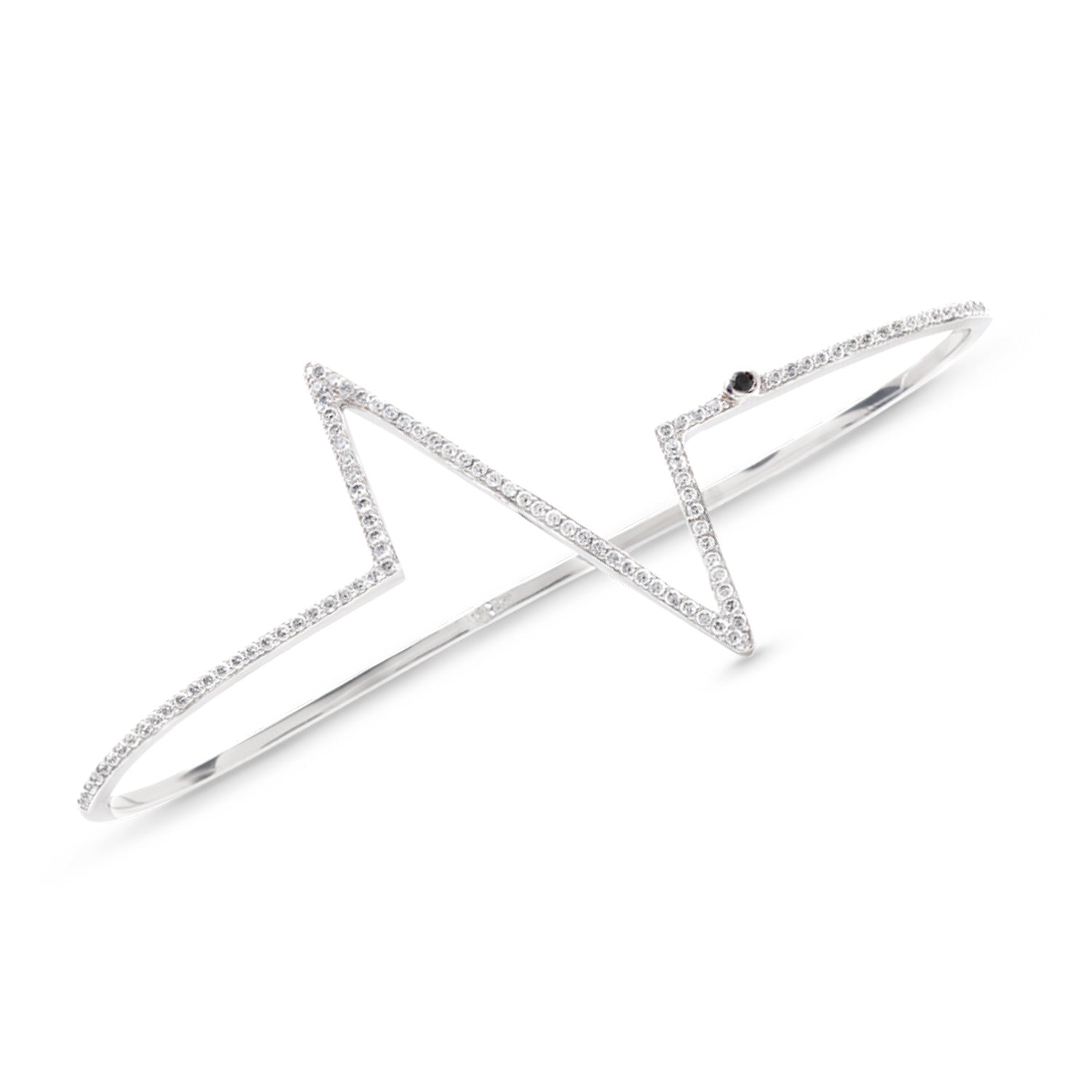 Force Palm Cuff With Man Made Cz Diamond Stimulant In Sterling Silver