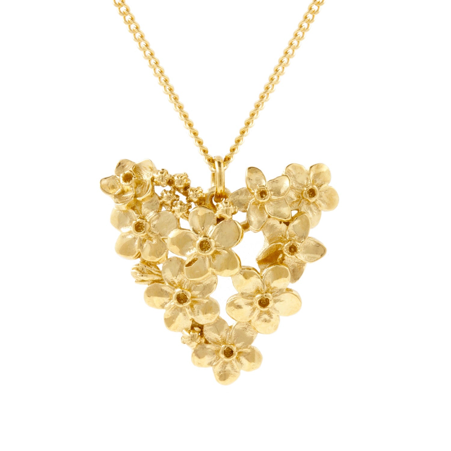 Forget Me Not Heart Necklace – Gold