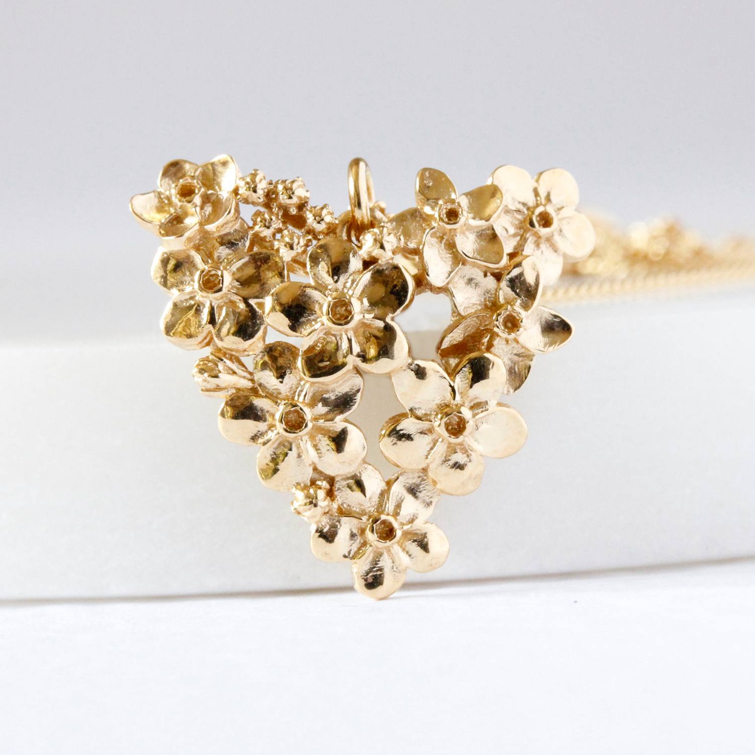 Forget Me Not Heart Necklace – Gold