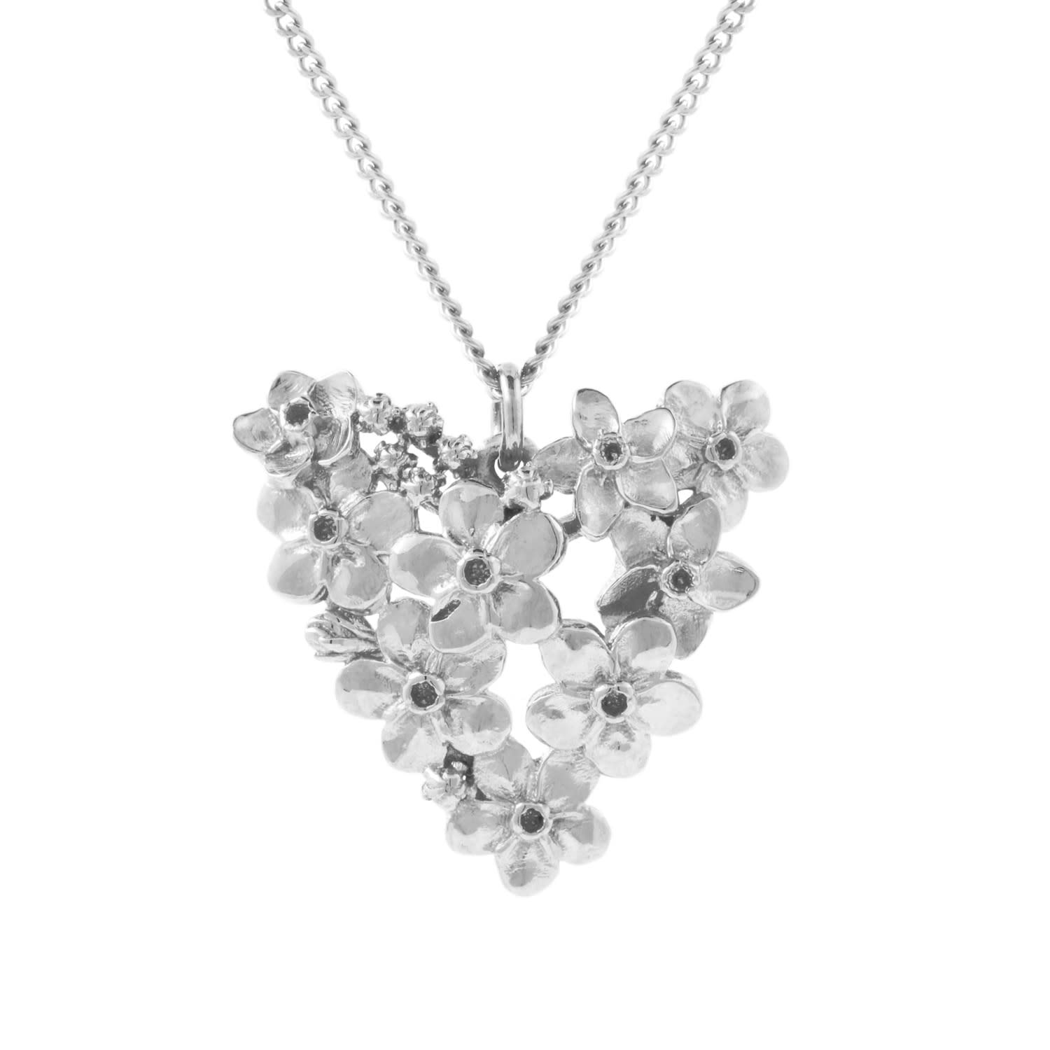 Forget Me Not Heart Necklace – Silver