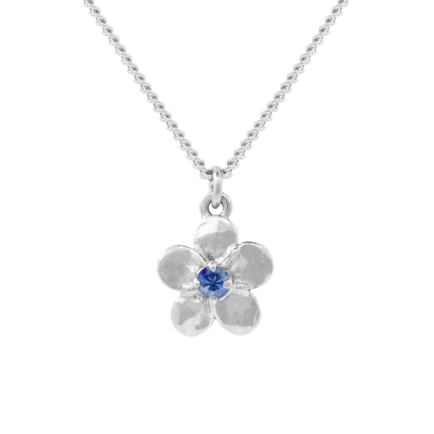 Forget Me Not Necklace – Single Sapphire– Silver