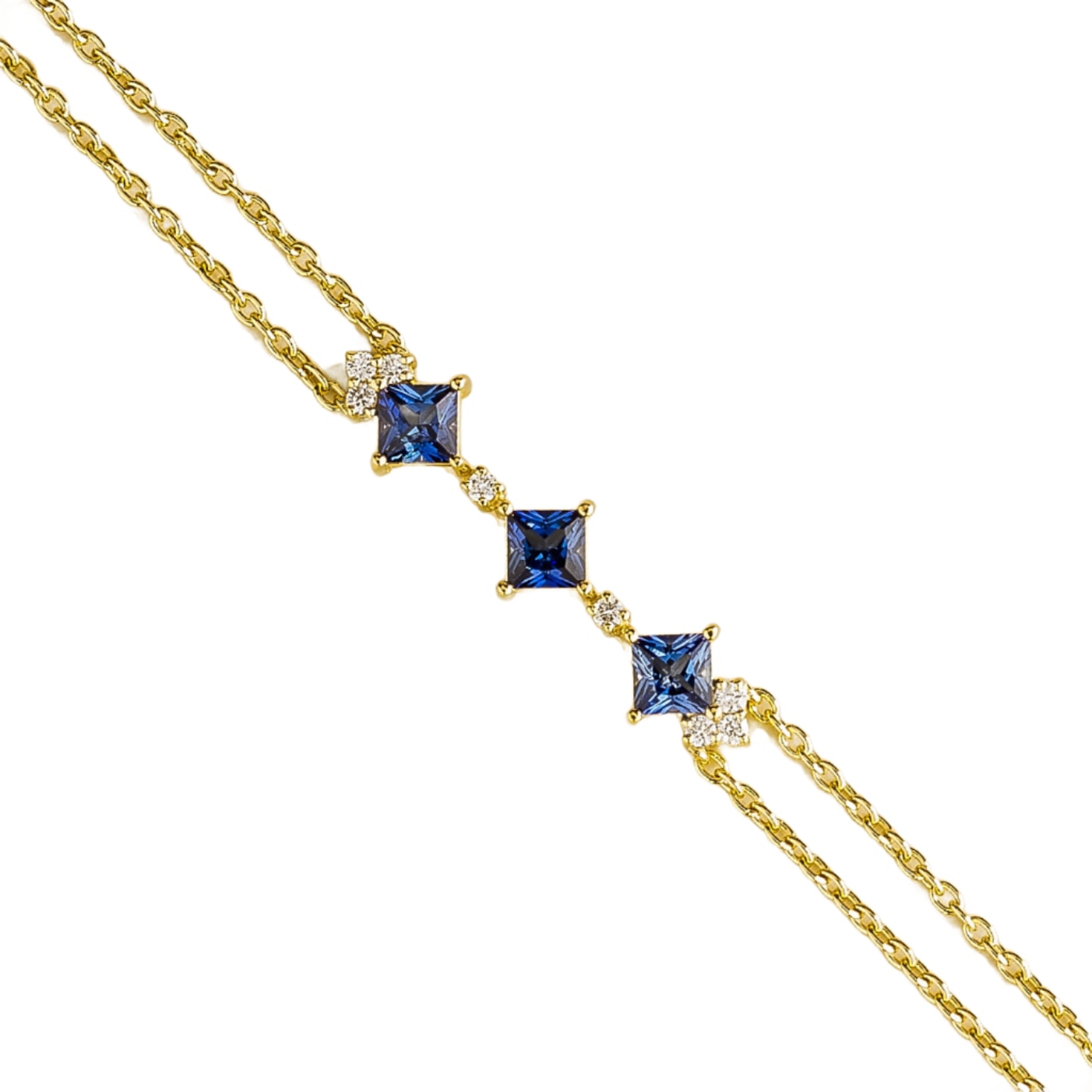 Forma Gold Bracelet Set With Blue Sapphire & Diamond