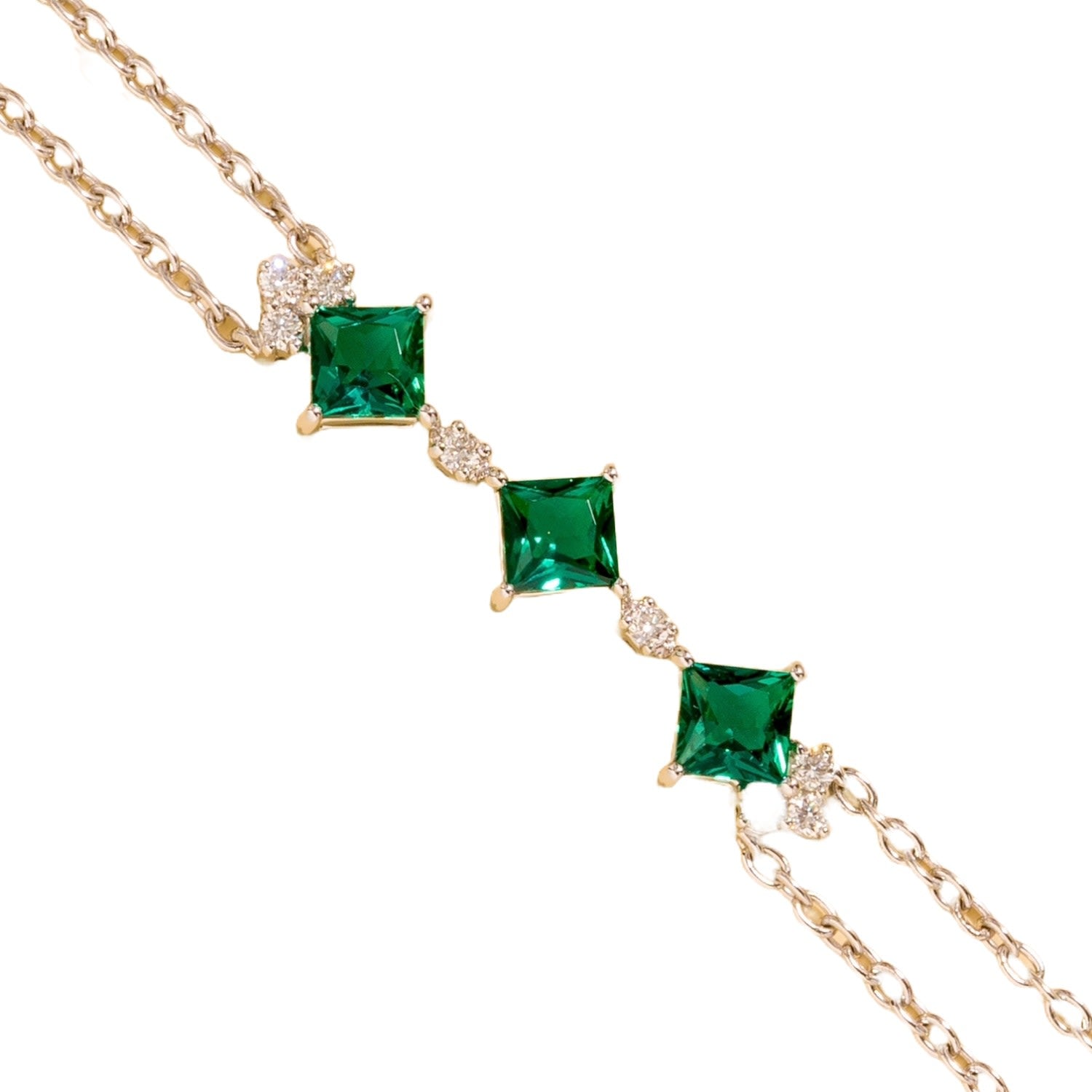 Forma White Gold Bracelet In Emerald & Diamond