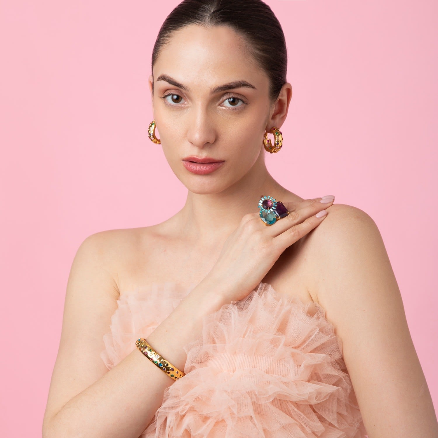 Fortuna Hoops Multicolor Pierced